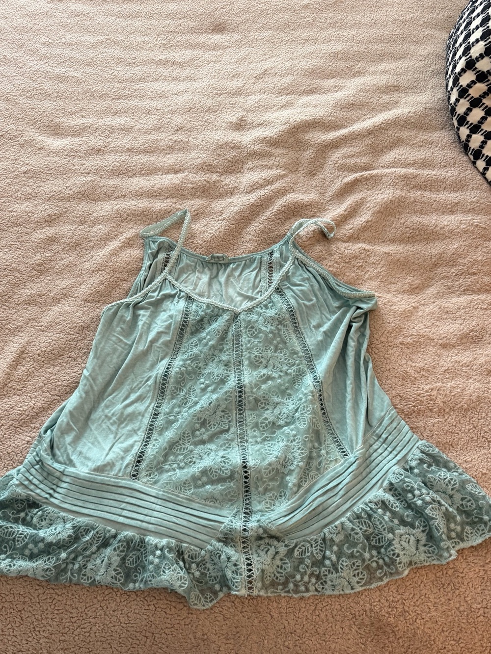 POL Light Teal Lace-Trim Camisole Tank